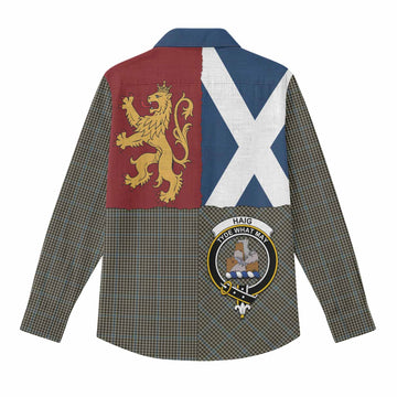 Haig Crest Tartan Women Casual Shirt with Lion Rampant Saltire Style