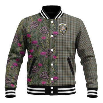 Haig Family Crest Tartan Baseball Jacket Scottish Thistle Flower Pattern Half Style