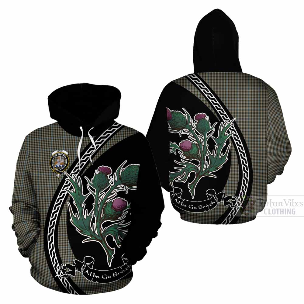 Haig Family Crest Tartan Cotton Hoodie Alba Thistle Inspired - Tartan Vibes Clothing