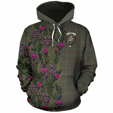 Haig Family Crest Tartan Cotton Hoodie Scottish Thistle Flower Pattern Half Style