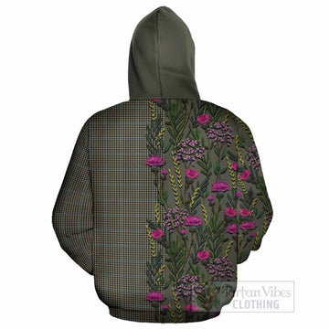 Haig Family Crest Tartan Cotton Hoodie Scottish Thistle Flower Pattern Half Style