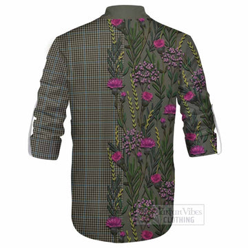 Haig Family Crest Tartan Ghillie Shirt Scottish Thistle Flower Pattern Half Style