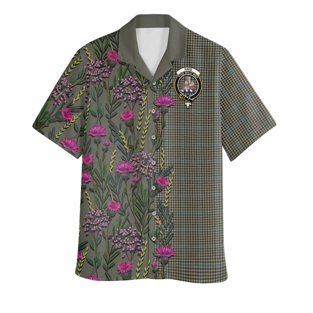 Haig Family Crest Tartan Hawaiian Shirt Scottish Thistle Flower Pattern Half Style - Tartan Vibes Clothing