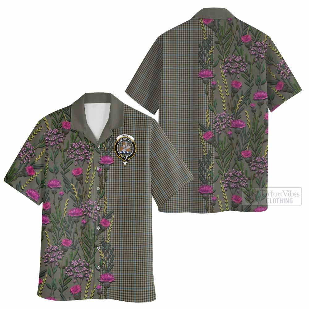 Haig Family Crest Tartan Hawaiian Shirt Scottish Thistle Flower Pattern Half Style - Tartan Vibes Clothing