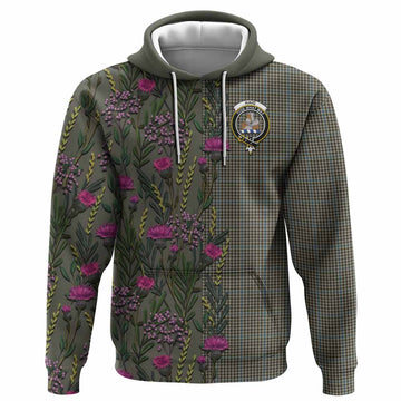 Haig Family Crest Tartan Hoodie Scottish Thistle Flower Pattern Half Style