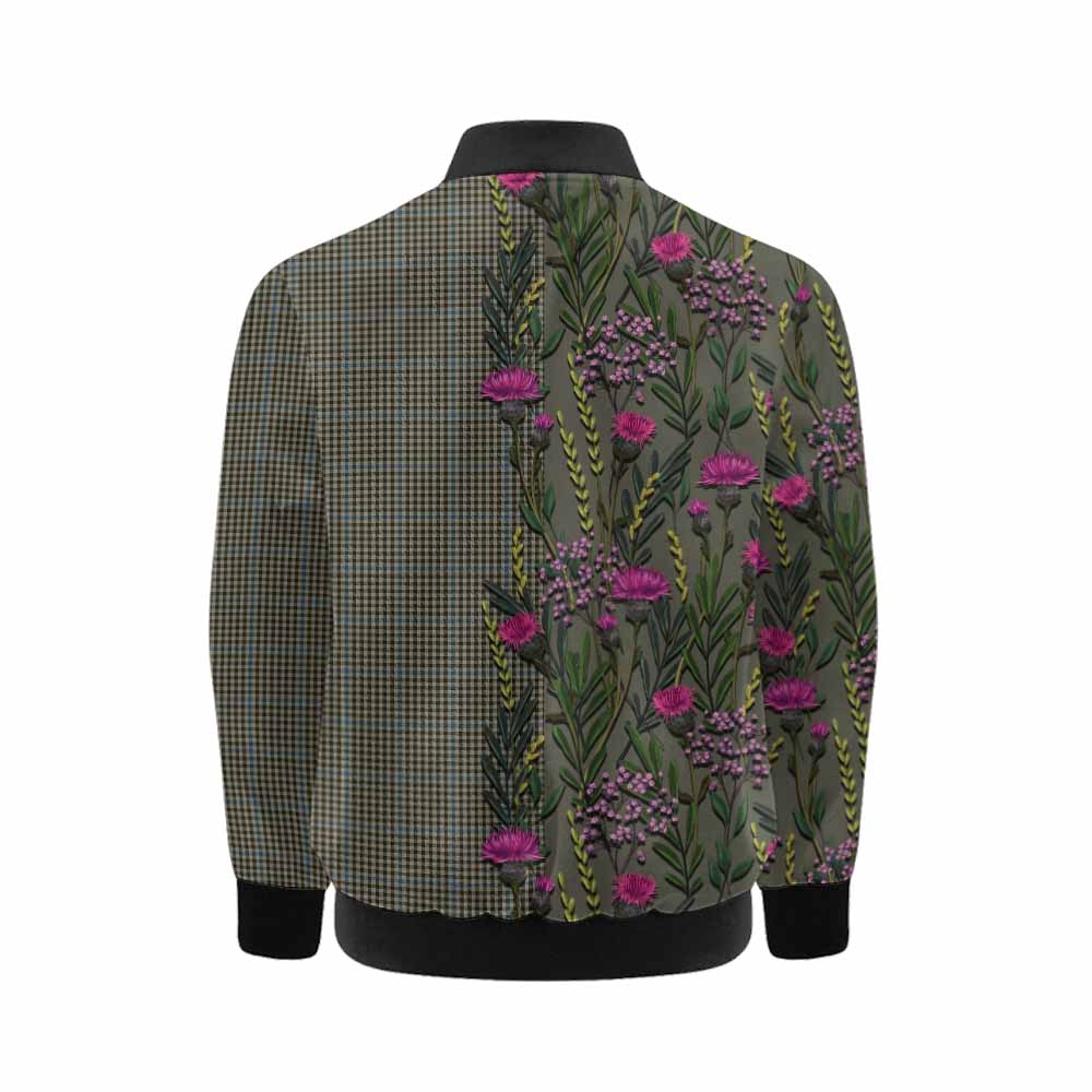 Haig Family Crest Tartan Kid Bomber Jacket Scottish Thistle Flower Pattern Half Style - Tartan Vibes Clothing
