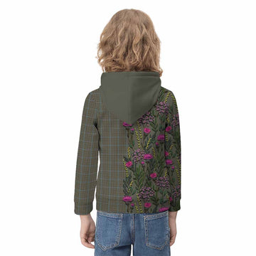 Haig Family Crest Tartan Kid Hoodie Scottish Thistle Flower Pattern Half Style