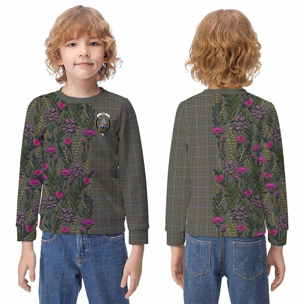 Haig Family Crest Tartan Kid Knitted Sweatshirt Scottish Thistle Flower Pattern Half Style - Tartan Vibes Clothing