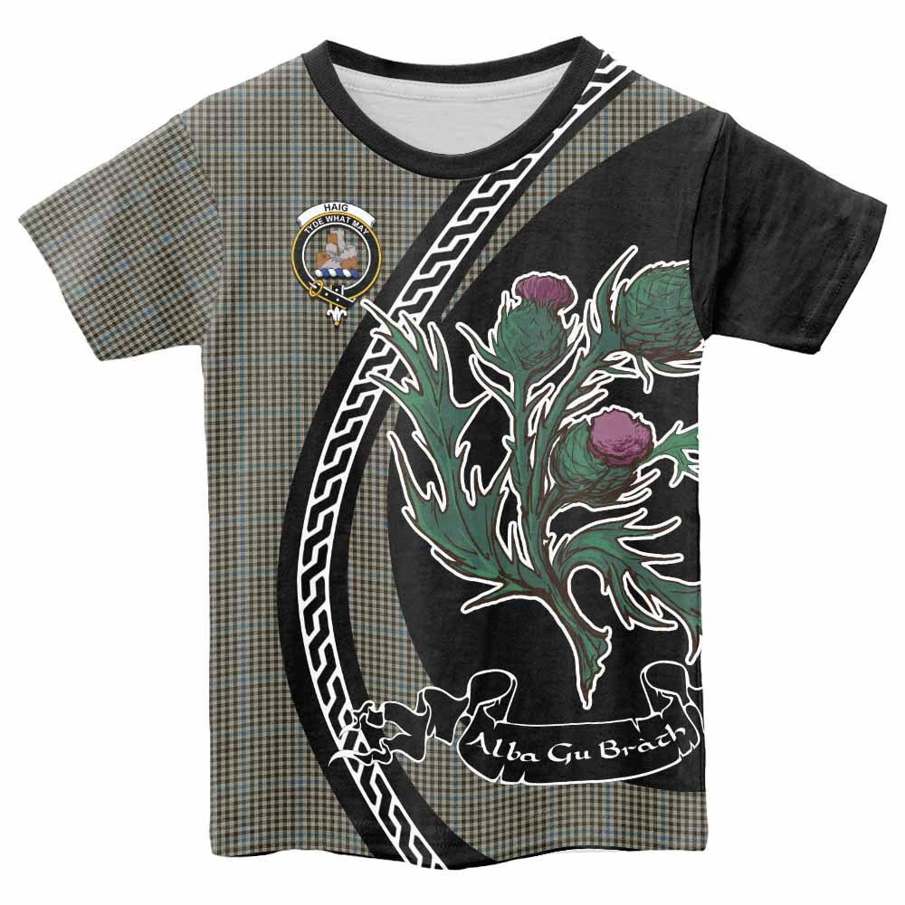 Haig Family Crest Tartan Kid T-shirt Alba Thistle Inspired - Tartan Vibes Clothing