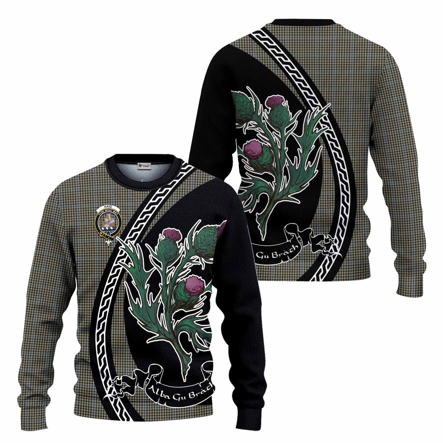 Haig Family Crest Tartan Knitted Sweater Alba Thistle Inspired - Tartan Vibes Clothing