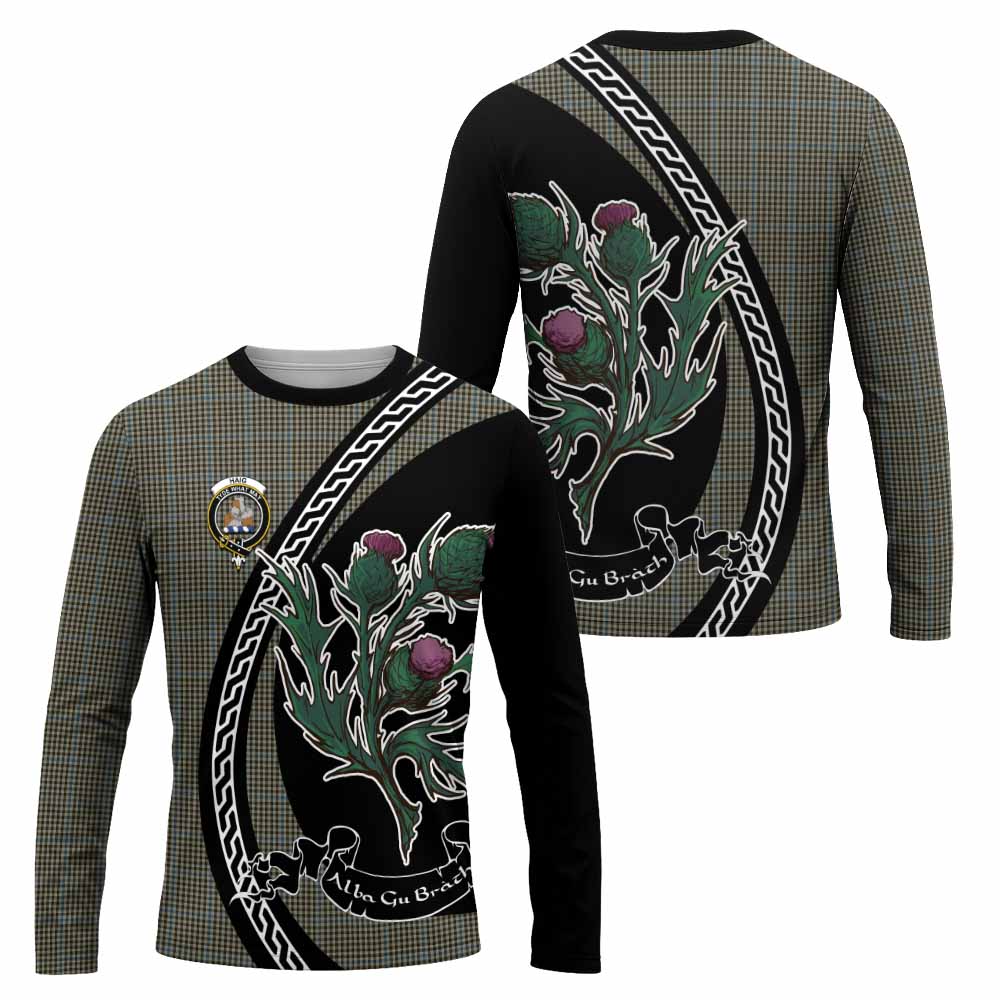 Haig Family Crest Tartan Long Sleeve T-Shirt Alba Thistle Inspired - Tartan Vibes Clothing
