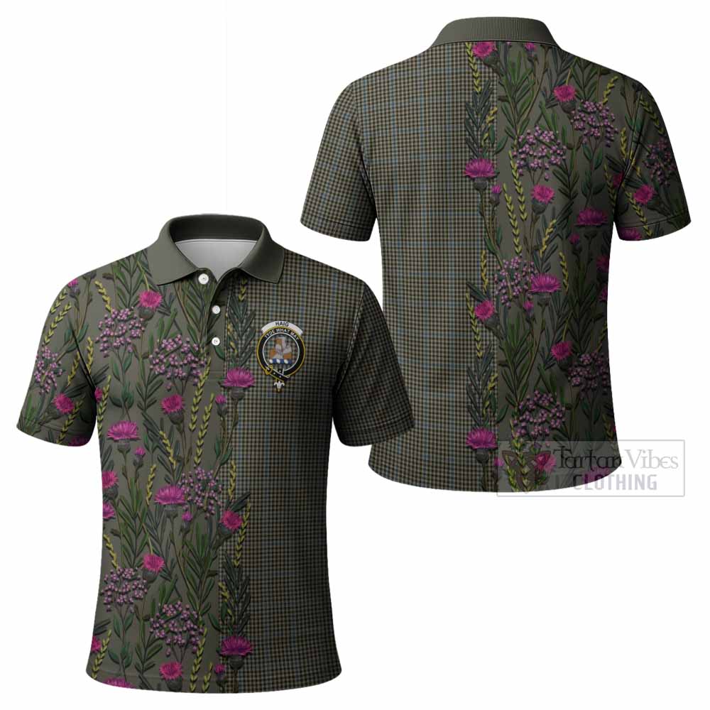 Haig Family Crest Tartan Polo Shirt Scottish Thistle Flower Pattern Half Style - Tartan Vibes Clothing