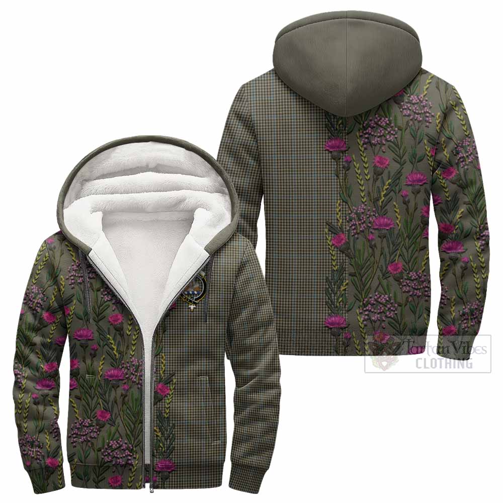 Haig Family Crest Tartan Sherpa Hoodie Scottish Thistle Flower Pattern Half Style - Tartan Vibes Clothing