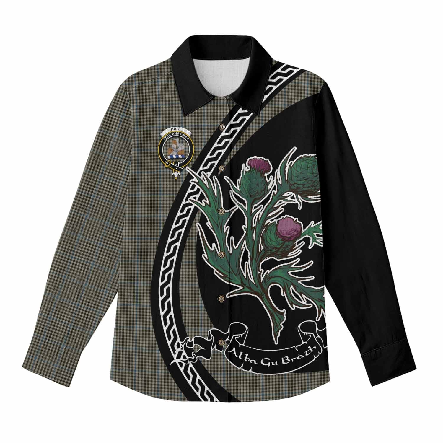 Haig Family Crest Tartan Women Casual Shirt Alba Thistle Inspired - Tartan Vibes Clothing