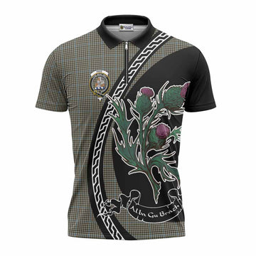 Haig Family Crest Tartan Zipper Polo Shirt Alba Thistle Inspired