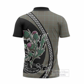 Haig Family Crest Tartan Zipper Polo Shirt Alba Thistle Inspired