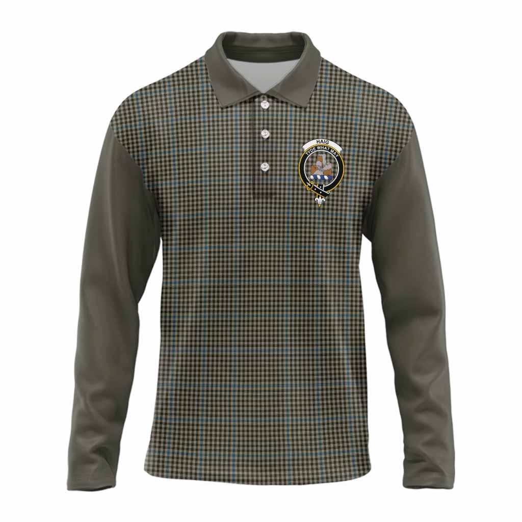 Haig Tartan Accent Long Sleeve Polo Shirt with Family Crest