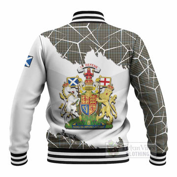 Haig Tartan Baseball Jacket with Family Crest and Lion Rampant Grunge Style
