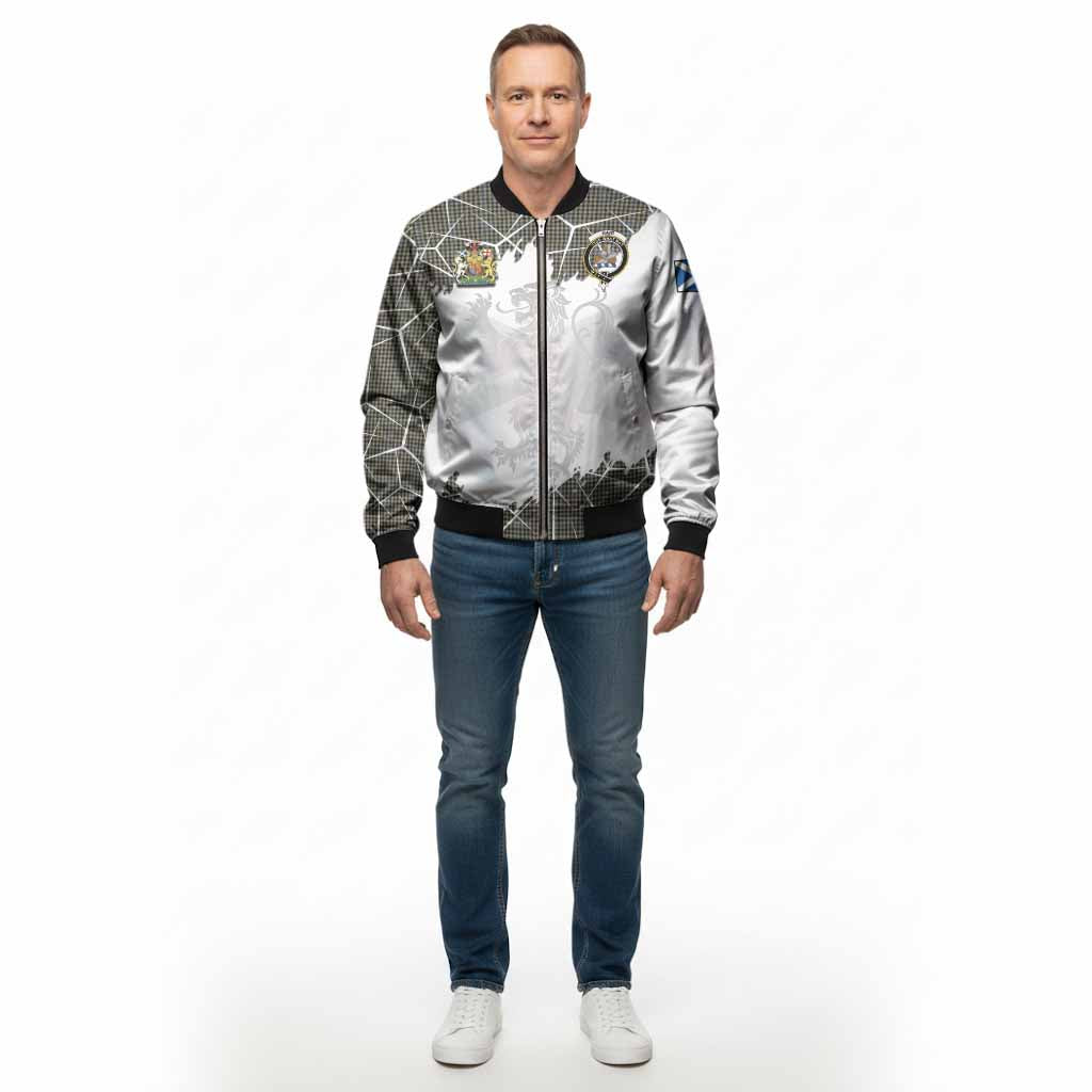 Haig Tartan Bomber Jacket with Family Crest and Lion Rampant Grunge Style