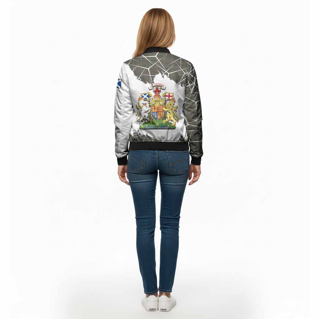 Haig Tartan Bomber Jacket with Family Crest and Lion Rampant Grunge Style