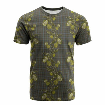 Haig Tartan Cotton T-shirt Seamless Scottish Thistle Flowers