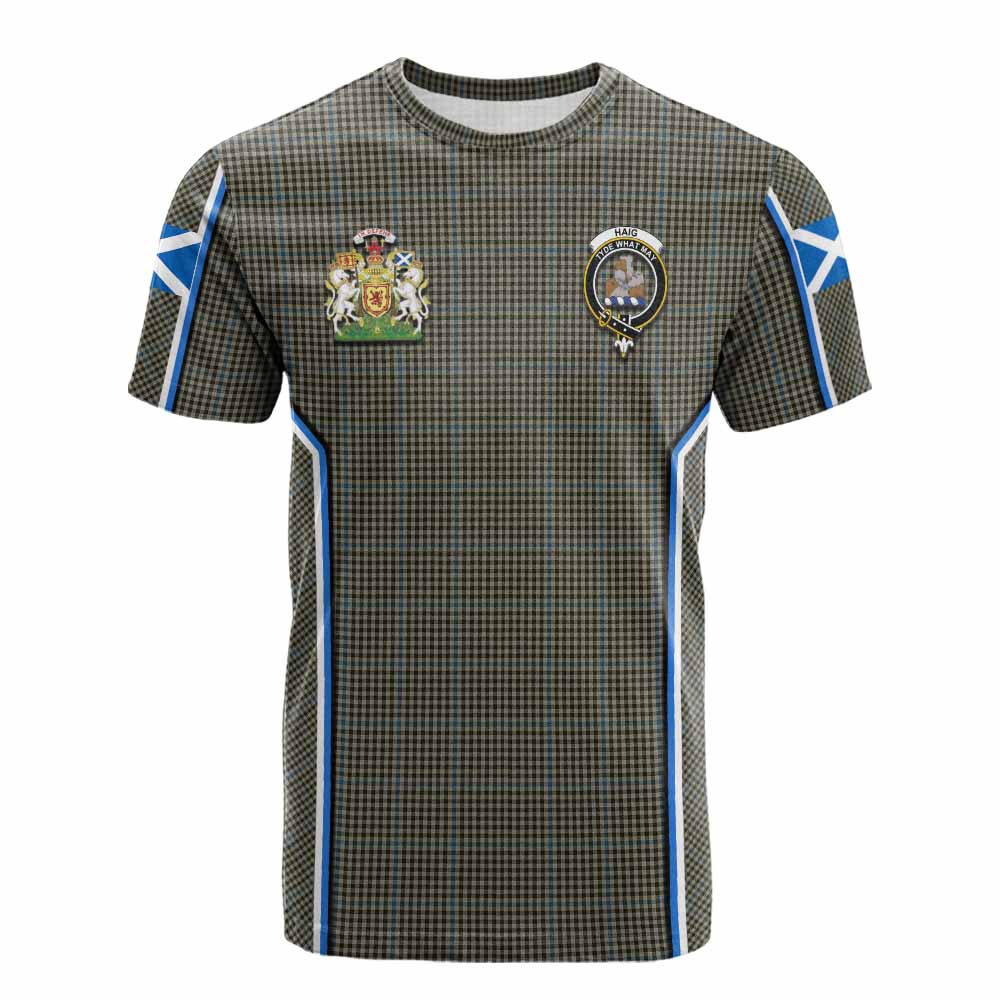 Haig Tartan Crest Cotton T-shirt Scotland Coat of Arm Flag Style - Tartan Vibes Clothing