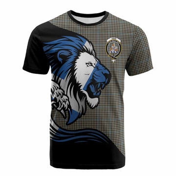 Haig Tartan Crest Cotton T-shirt Scottish Golden Lions Wave Flow