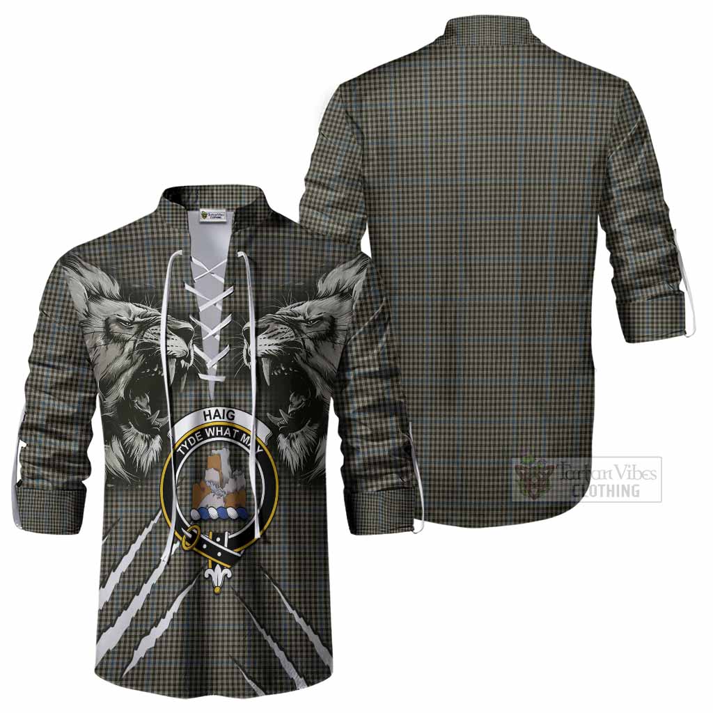 Haig Tartan Crest Ghillie Shirt Ferocious Lion Style