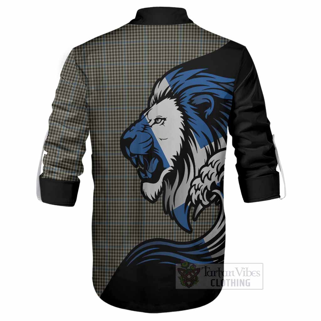Haig Tartan Crest Ghillie Shirt Scottish Golden Lions Wave Flow