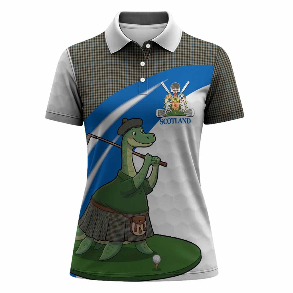Haig Tartan Crest Golf Nessie Women Polo Shirt Loch Ness Monster Sporty Style