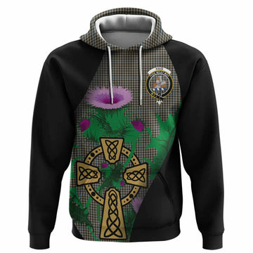 Haig Tartan Crest Hoodie Celtic Cross Thistle Flowers
