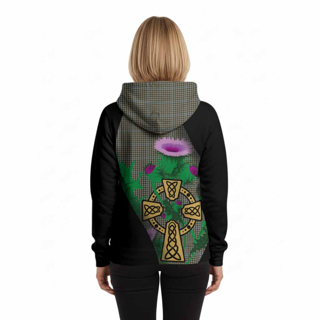 Haig Tartan Crest Hoodie Celtic Cross Thistle Flowers