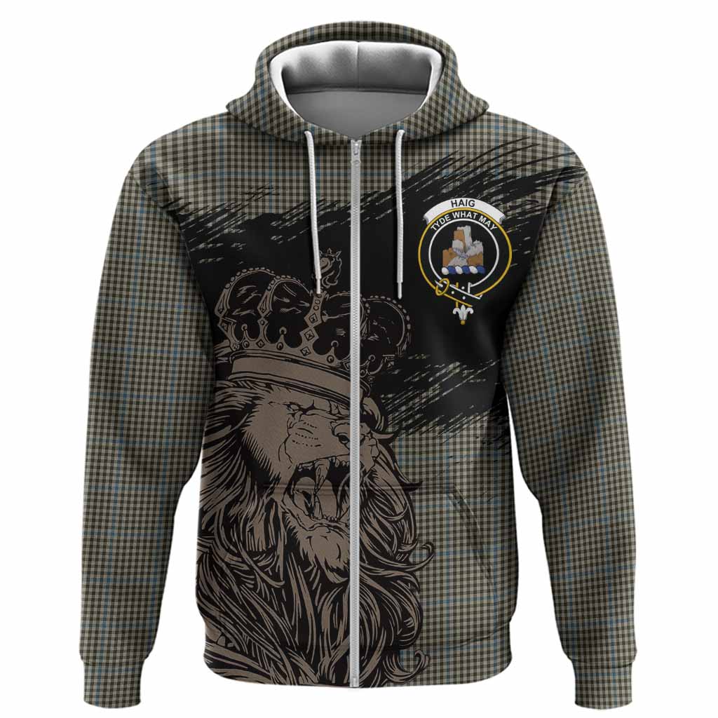 Haig Tartan Crest Hoodie Crowned Lion Heritage Style