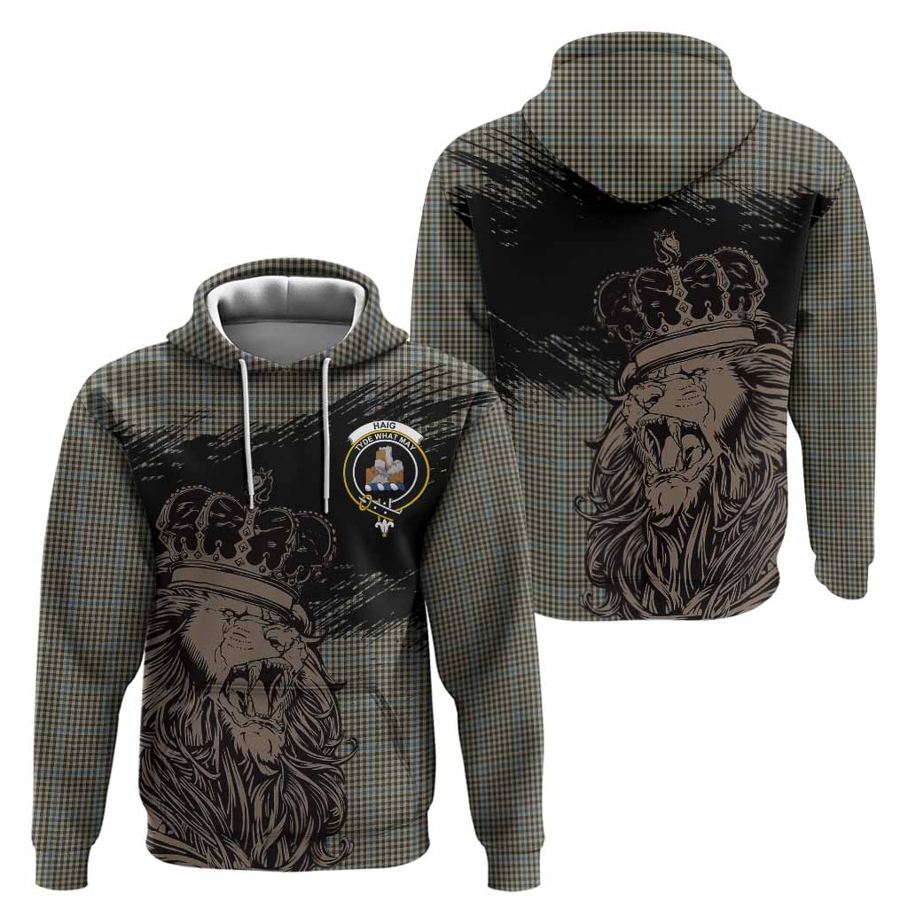 Haig Tartan Crest Hoodie Crowned Lion Heritage Style