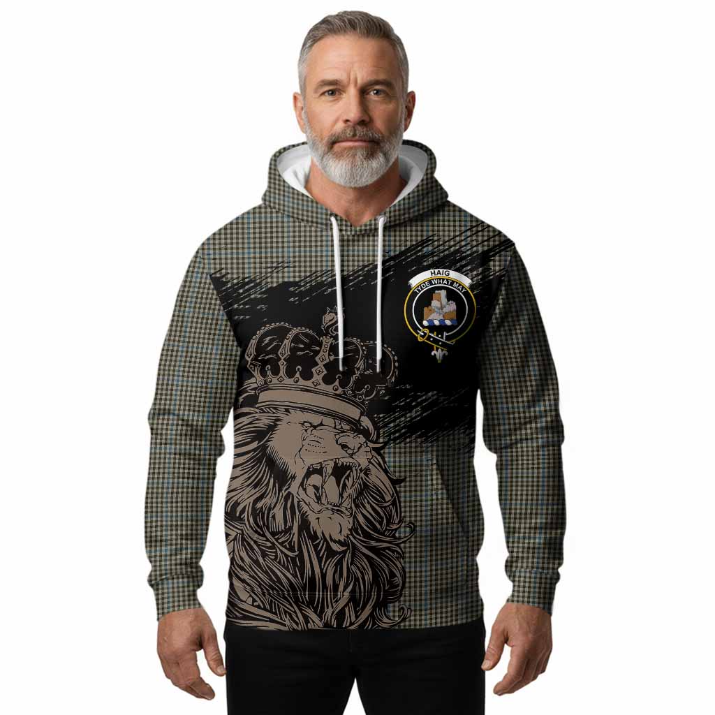 Haig Tartan Crest Hoodie Crowned Lion Heritage Style