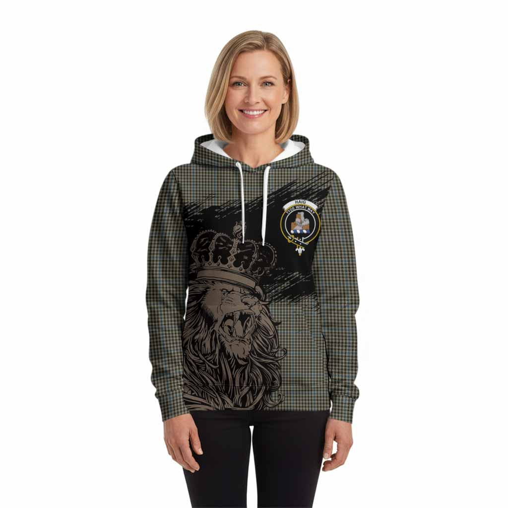Haig Tartan Crest Hoodie Crowned Lion Heritage Style
