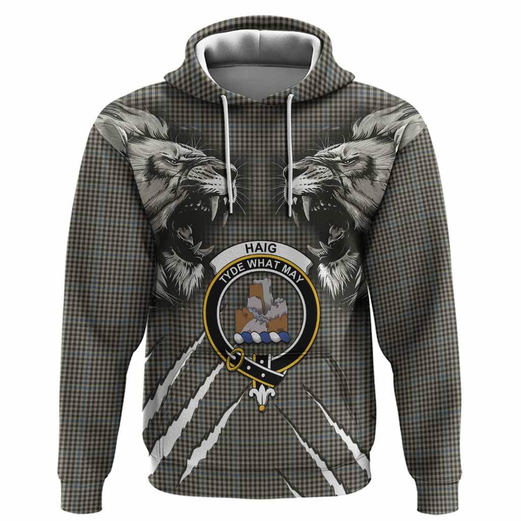 Haig Tartan Crest Hoodie Ferocious Lion Style