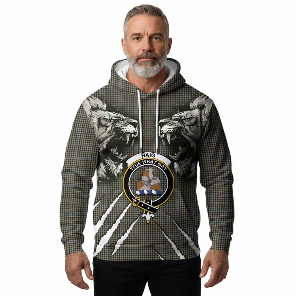 Haig Tartan Crest Hoodie Ferocious Lion Style