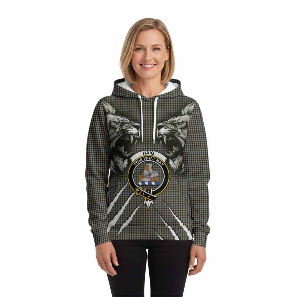 Haig Tartan Crest Hoodie Ferocious Lion Style