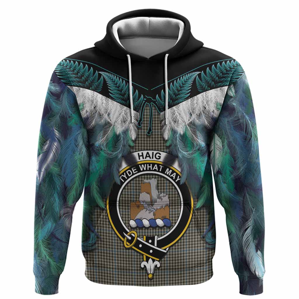 Haig Tartan Crest Hoodie New Zealand Maori Korowai Cloak
