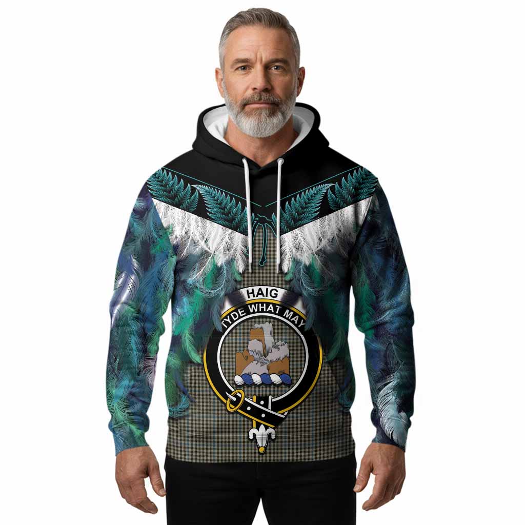 Haig Tartan Crest Hoodie New Zealand Maori Korowai Cloak