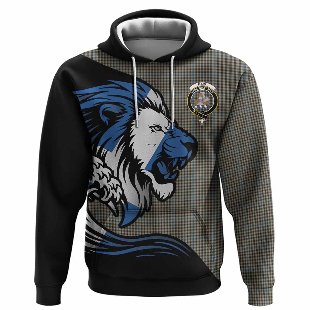 Haig Tartan Crest Hoodie Scottish Golden Lions Wave Flow