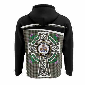 Haig Tartan Crest Hoodie Scottish Thistle Celtic Cross Alba Gu Brath