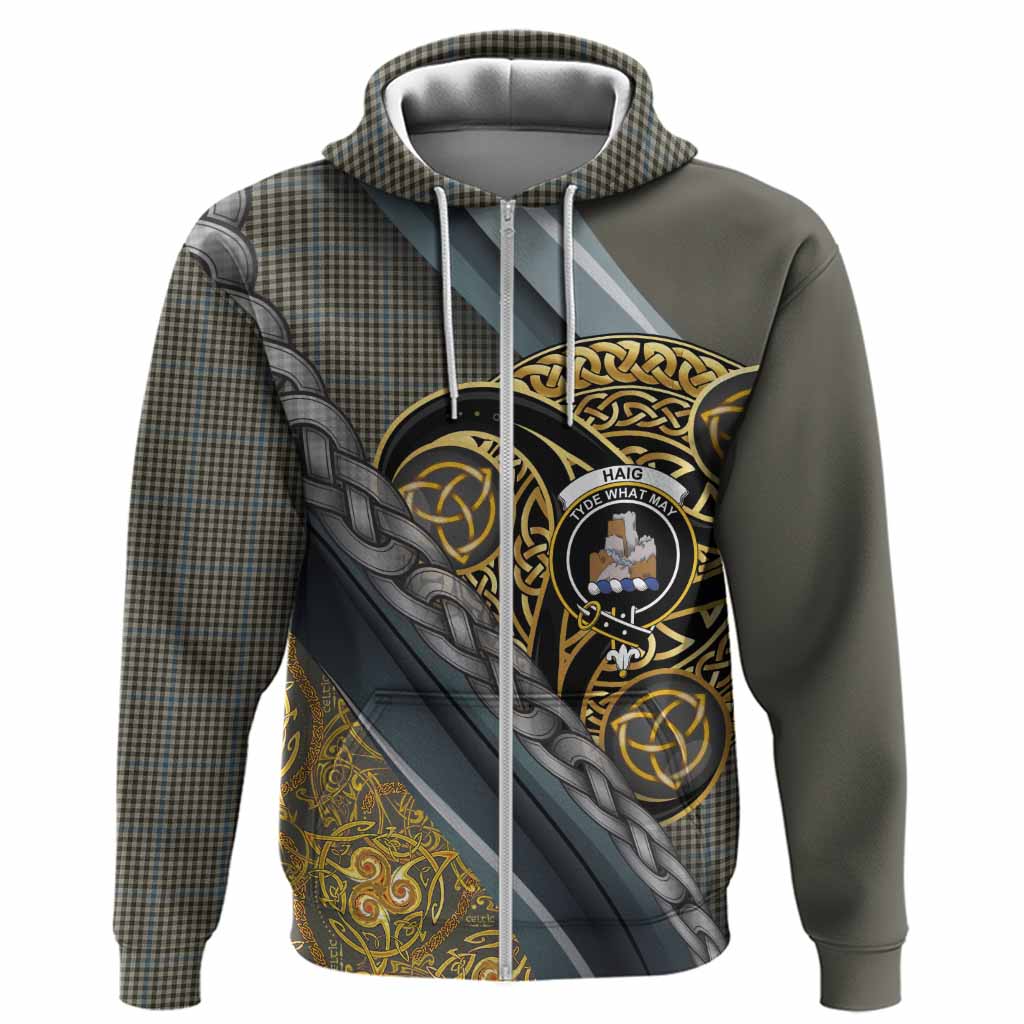 Haig Tartan Crest Hoodie Scottish Triskele Celtic
