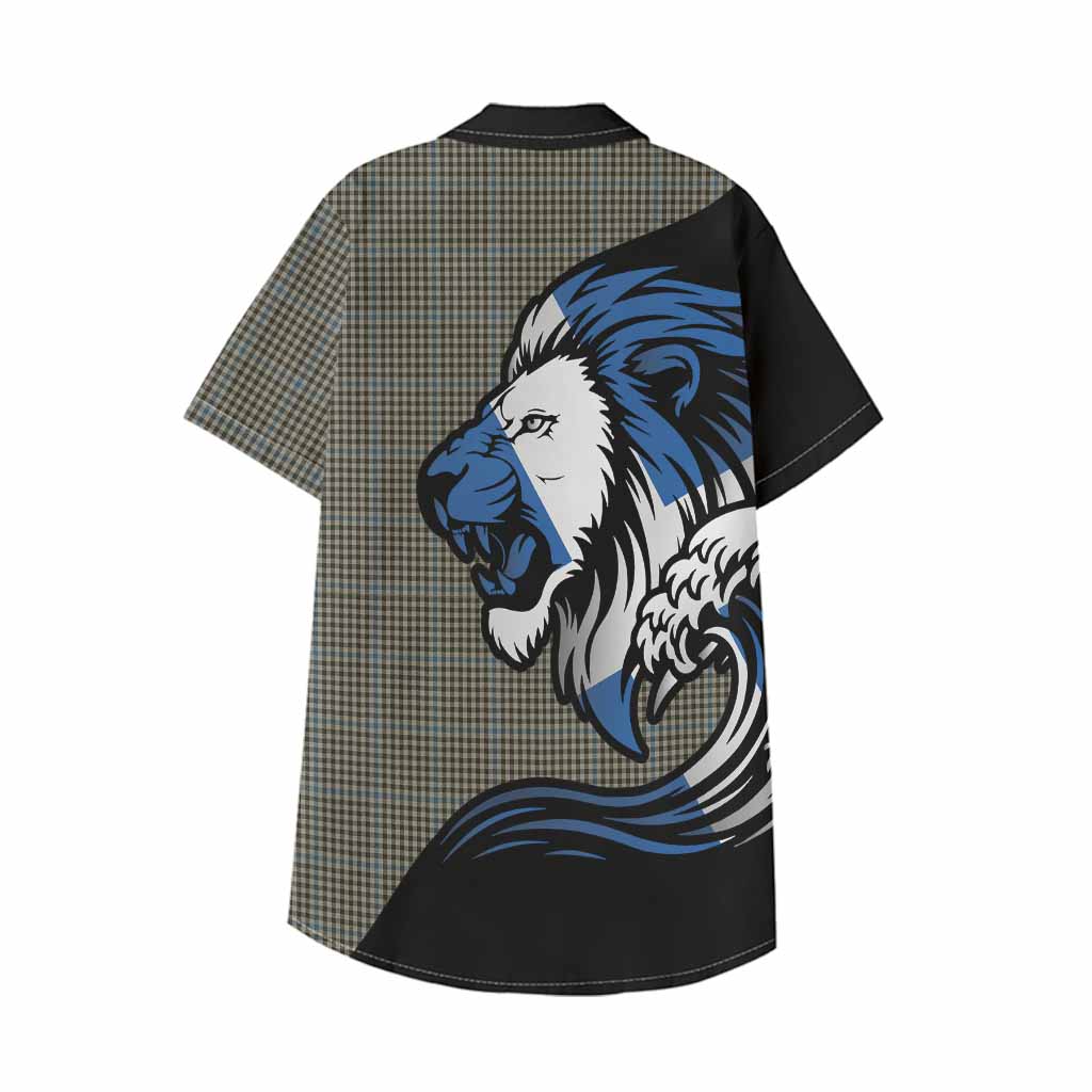 Haig Tartan Crest Kid Hawaiian Shirt Scottish Golden Lions Wave Flow