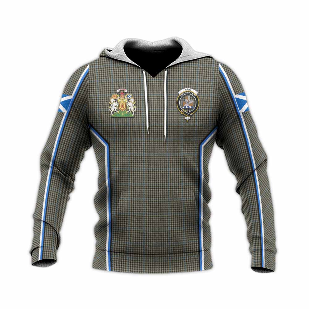 Haig Tartan Crest Knitted Hoodie Scotland Coat of Arm Flag Style - Tartan Vibes Clothing