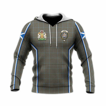 Haig Tartan Crest Knitted Hoodie Scotland Coat of Arm Flag Style