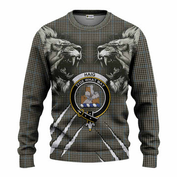 Haig Tartan Crest Knitted Sweater Ferocious Lion Style