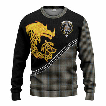 Haig Tartan Crest Knitted Sweater Legendary Dragon Knot Half Style