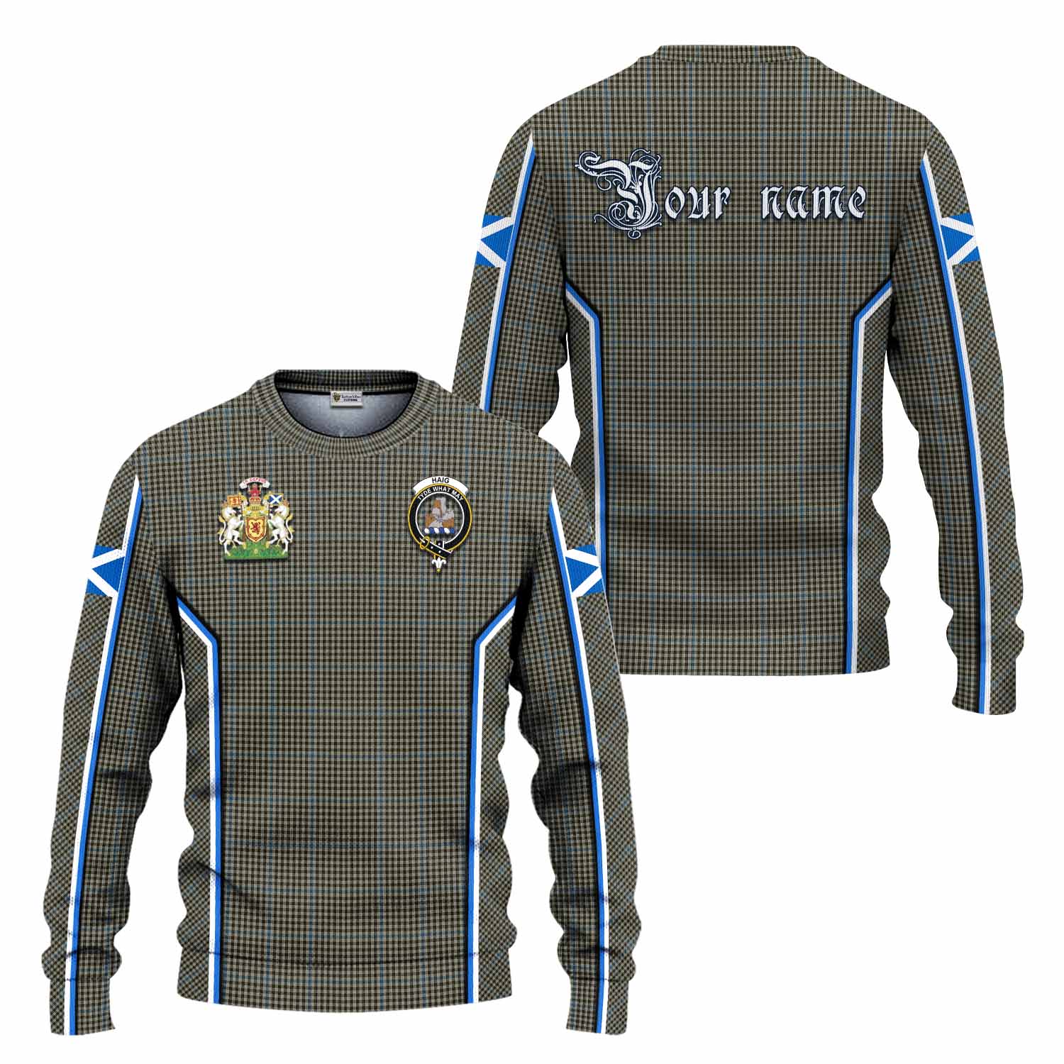 Haig Tartan Crest Knitted Sweater Scotland Coat of Arm Flag Style - Tartan Vibes Clothing